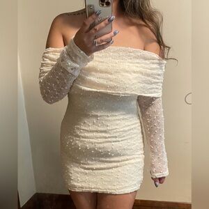 Elegant Off-Shoulder Cream Dress